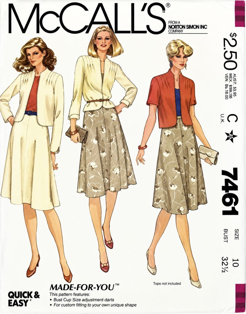 McCalls Sewing Pattern 7461 Size 10 Bust 32 1/2 Jacket & Skirt Cut 1981